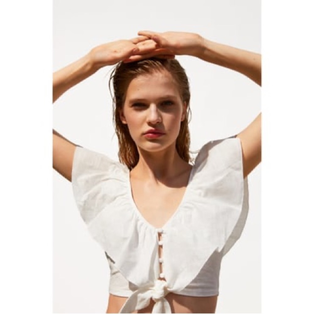 ZARA Rustic Knotted Linen Top